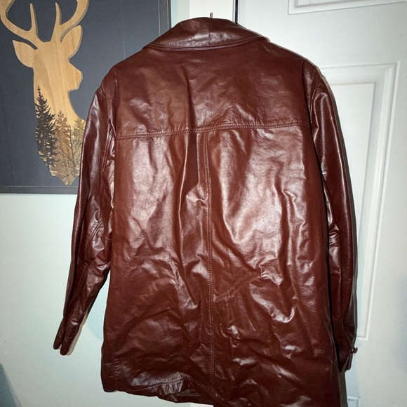 Gino Leathers Men’s Brown Leather Overcoat w/ Removable Fur Inside